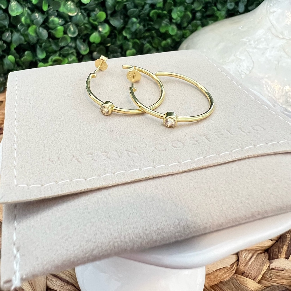 New Marrin Costello Mystique White Topaz 14k Gold-Plated Hoop Earrings | MC x RZ